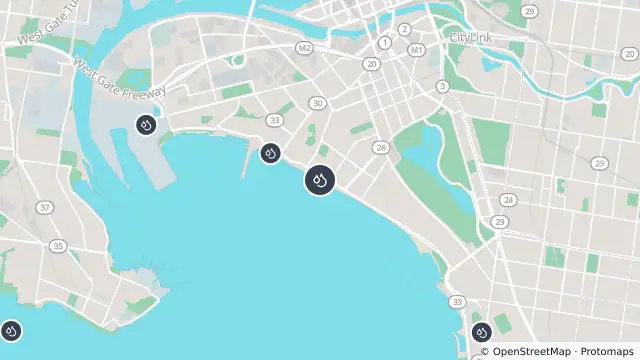 Map of South Melbourne Life Saving Club and nearby items