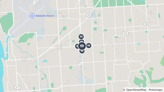 Map of Railway/Tram Crossing — Cross Road, Clarence Gardens and nearby items