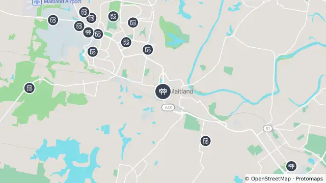 Map of Scheduled Roadwork Surveying — New England Highway, Maitland and nearby items