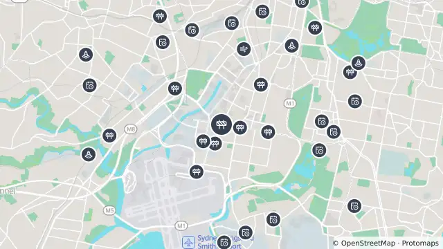Map of Scheduled Roadwork Maintenance — Gardeners Road, Rosebery and nearby items