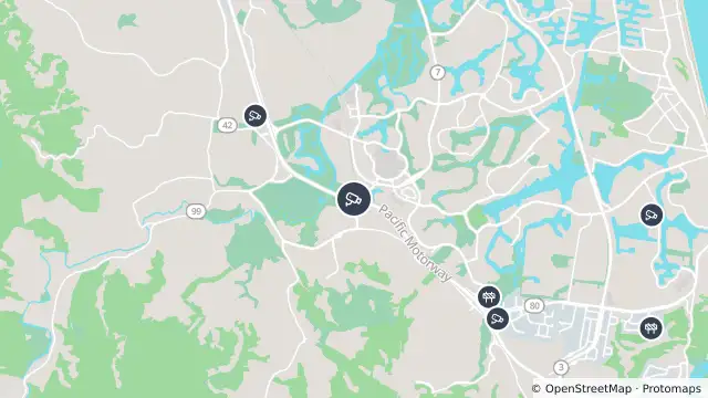 Map of Robina - Robina Parkway & Pacific Motorway M1 - Exit 82 - North and nearby items