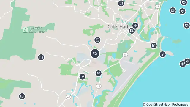 Map of Pacific Highway (Coffs Harbour) and nearby items