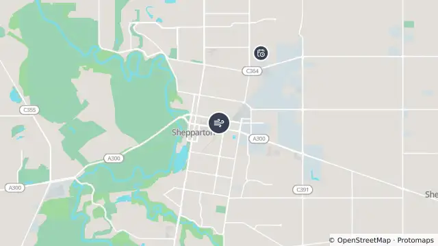 Map of Shepparton and nearby items
