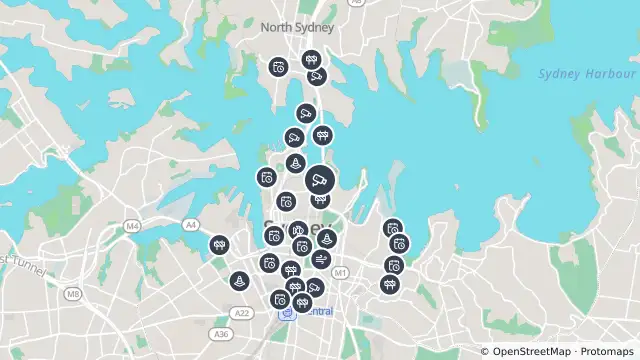 Map of Cahill Expressway (Sydney) and nearby items