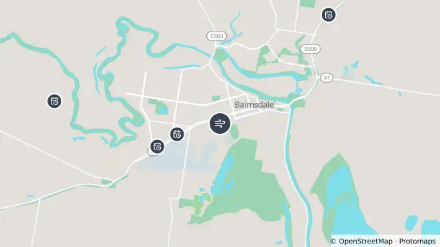 Map of Bairnsdale and nearby items