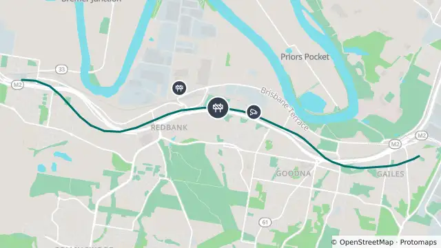 Map of Roadworks — Brisbane Road / Ipswich Motorway — Gailes / Redbank / Riverview and nearby items