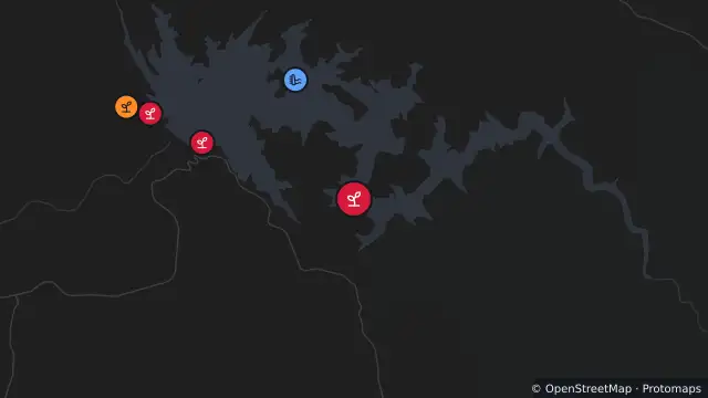 Map of Algal Status Red — Pindari Dam Station 2/3 and nearby items