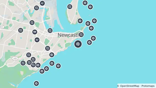 Map of Tagged Shark Receiver — Newcastle Beach and nearby items