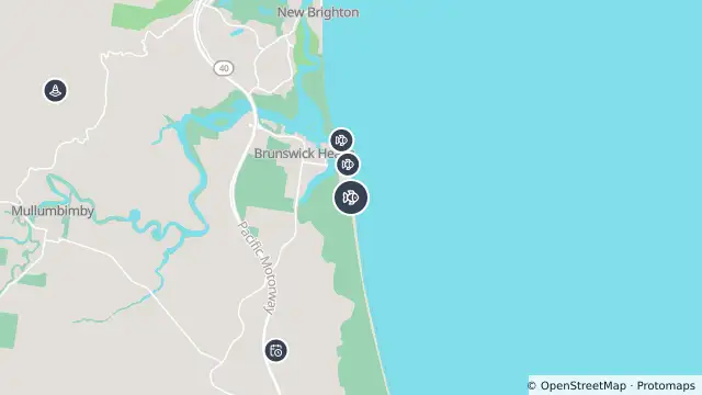 Map of Drone Surveillance Location — Brunswick Heads Beach and nearby items