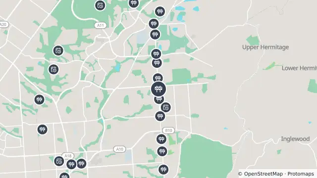 Map of Sewer Connection — Hancock Road, Redwood Park and nearby items