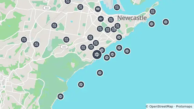 Map of Shark Net Location — Merewether Beach and nearby items