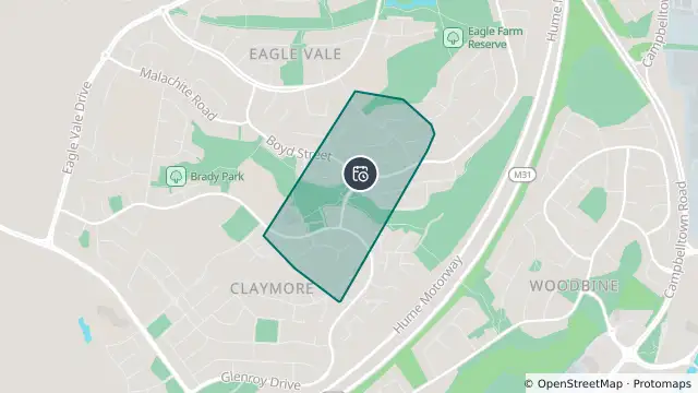 Map of Planned Power Outage — Claymore, Eagle Vale and nearby items