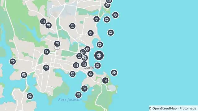 Map of Shark Net Location — North Steyne Beach and nearby items