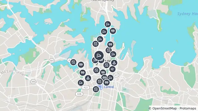 Map of Erskine Street (Sydney) and nearby items