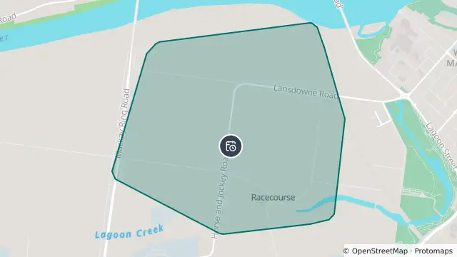 Map of Planned Power Outage — Racecourse and nearby items