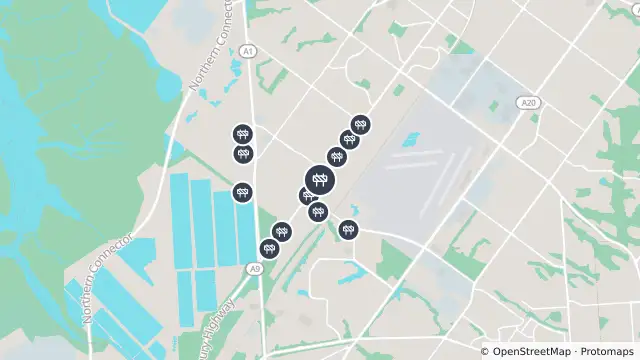 Map of Mowing — Salisbury Highway, Green Fields and nearby items