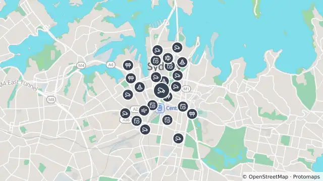 Map of Goulburn Street (Sydney) and nearby items