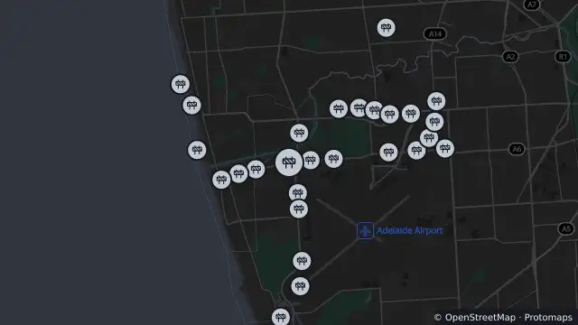 Map of Mowing — Burbridge Road, West Beach and nearby items