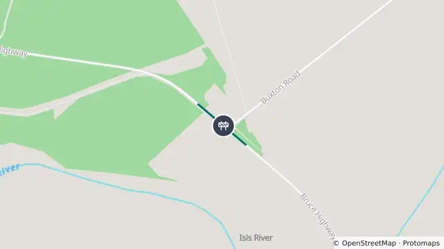 Map of Roadworks — Bruce Highway — Isis River and nearby items