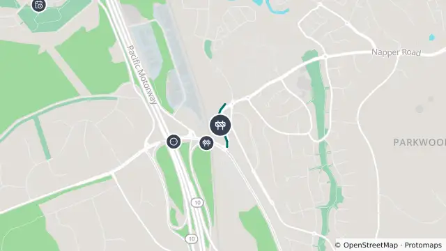 Map of Roadworks — Napper Road — Arundel / Parkwood and nearby items