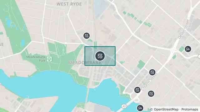 Map of Planned Power Outage — Meadowbank, Ryde and nearby items