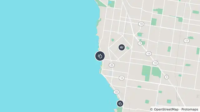 Map of Brighton Life Saving Club and nearby items