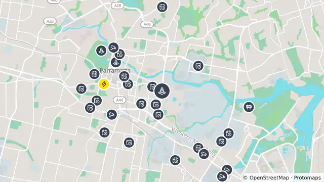 Map of Spring Carnival Race Day — James Ruse Drive, Rosehill and nearby items