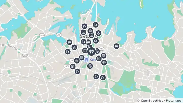 Map of Scheduled Roadwork — Wentworth Avenue, Surry Hills and nearby items