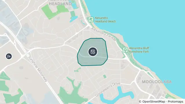 Map of Planned Power Outage — Alexandra Headland, Mooloolaba and nearby items