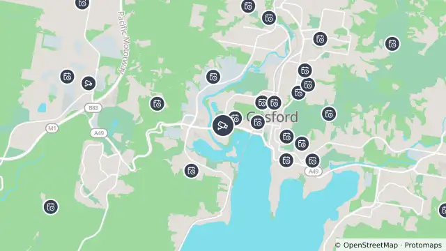 Map of Central Coast Highway (West Gosford) and nearby items