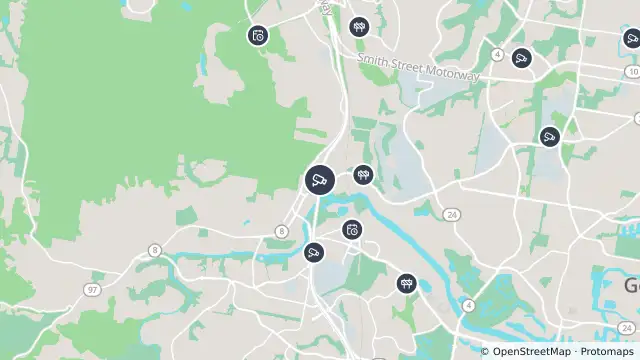 Map of Nerang - Pacific Motorway M1 - Exit 69 - South and nearby items