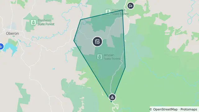 Map of Planned Power Outage — Duckmaloi, Hampton, Jenolan, Jenolan Caves and nearby items