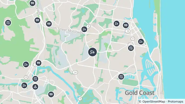 Map of Ashmore - Currumburra Road & Nerang-Southport Road - East and nearby items