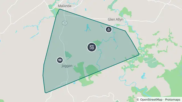Map of Planned Power Outage — Glen Allyn, Jaggan, Malanda and nearby items