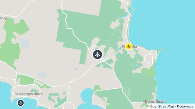 Map of Hazard Road Damage — Naval College Road, Vincentia and nearby items