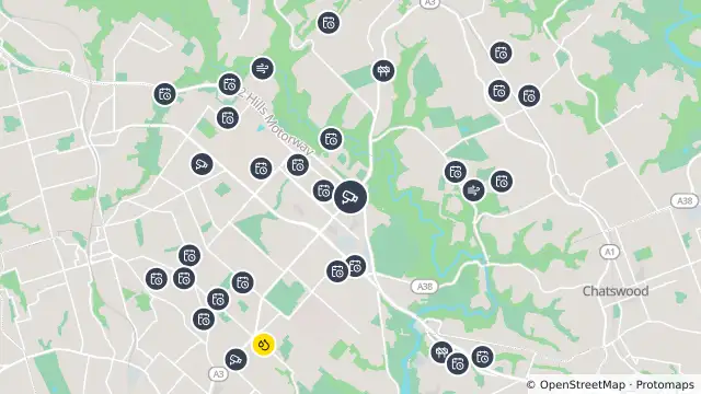 Map of M2 (Ryde) and nearby items