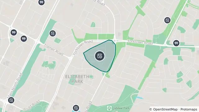 Map of Planned Power Outage — Elizabeth Park and nearby items