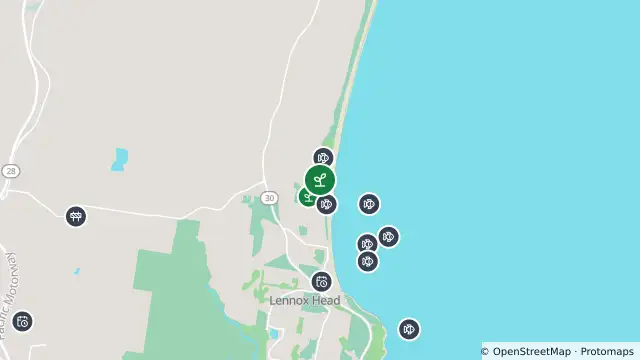 Map of Algal Status Green — Lake Ainsworth 3 + 4 and nearby items