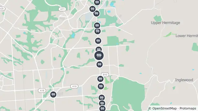 Map of Sewer Connection — Hancock Road, Redwood Park and nearby items