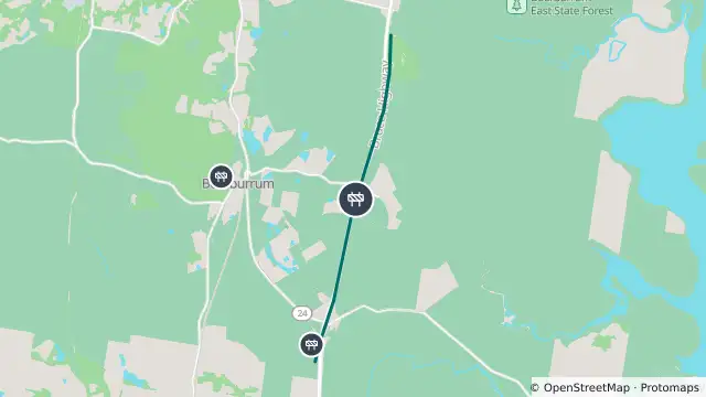 Map of Roadworks — Bruce Highway — Beerburrum / Coochin Creek and nearby items