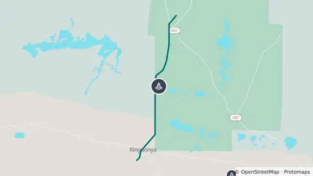 Map of Gosses Rd - Kingooya To Stuart Highway — Open With Warnings and nearby items