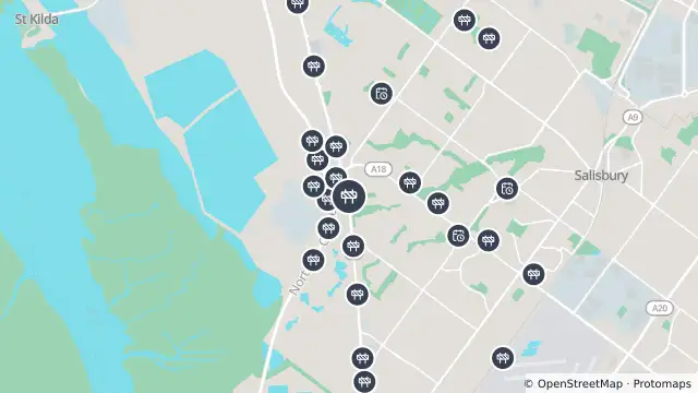 Map of Mowing — Port Wakefield Road, Globe Derby Park and nearby items