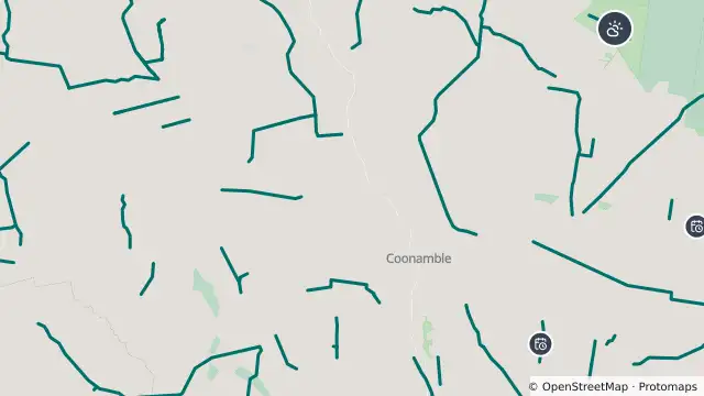 Map of Adverse Weather — All Unsealed Roads, Coonamble Shire and nearby items