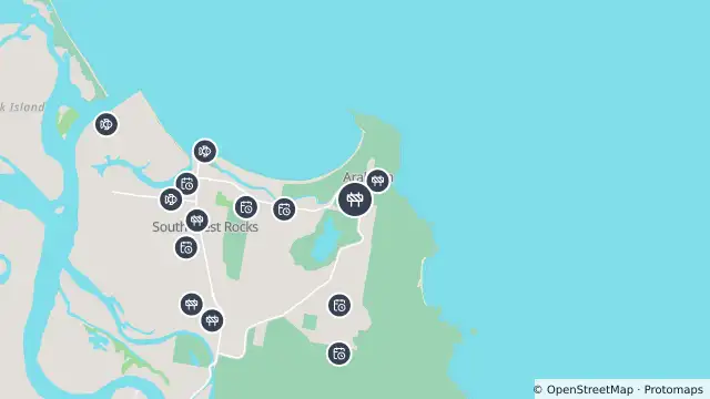 Map of Scheduled Roadwork — Russell Street, Arakoon and nearby items