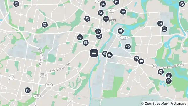 Map of Scheduled Roadwork — M5 Motorway Westbound Off-Ramp, Liverpool and nearby items