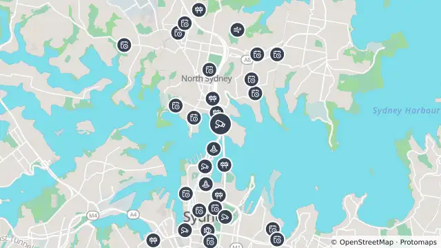 Map of Bradfield Highway (Milsons Point) and nearby items
