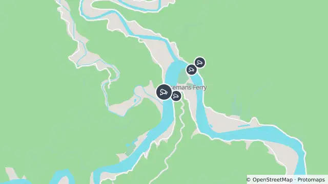 Map of Webbs Creek Ferry (West) and nearby items