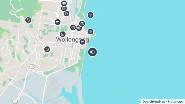 Map of Smart Drumline Location — South Wollongong Beach and nearby items