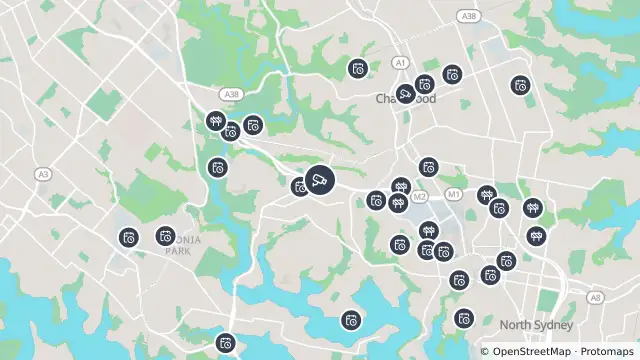 Map of Epping Road (Lane Cove) and nearby items