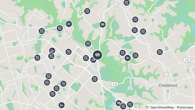 Map of Scheduled Roadwork — Lane Cove Road, Macquarie Park and nearby items